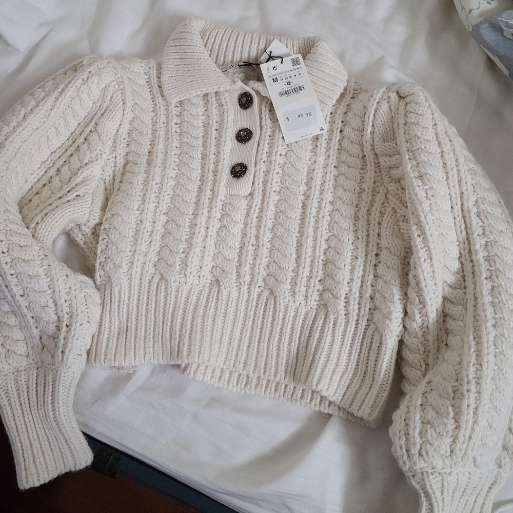 Zara cream cable knit sweater